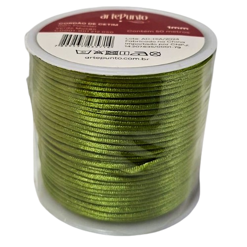 Cordão de Cetim CD001-1mm Cor-212-Verde Musgo C/50mts