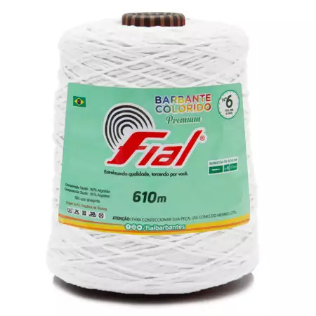 Barbante Colorido Premium Fial N.06 610mts Cor-03-Branco