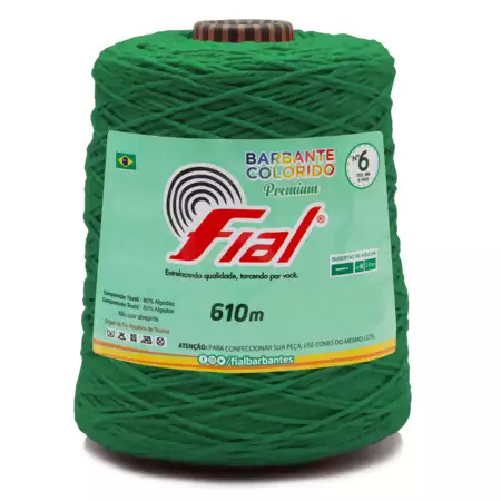 Barbante Colorido Premium Fial N.06 610mts Cor-47-Verde Bandeira