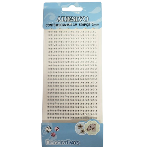 Cartela Adesiva Strass 520 Pçs 3mm