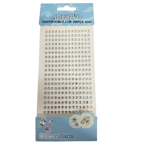 Cartela Adesiva Strass 266 Pçs 5mm
