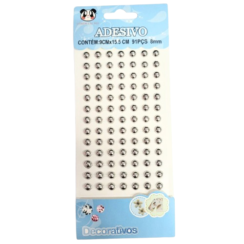 Cartela Adesiva Pérola Metálica 91 Pçs 8mm
