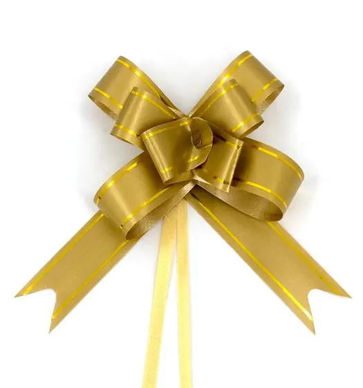 Laço Pronto 18mm x 35cm Cor-Dourado Fio Dourado pct. c/10 Und