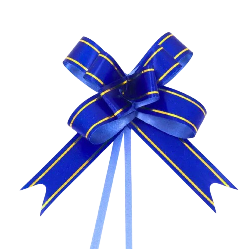 Laço Pronto 23mm x 44cm Cor-Azul Bic Fio Dourado pct. c/10 Und
