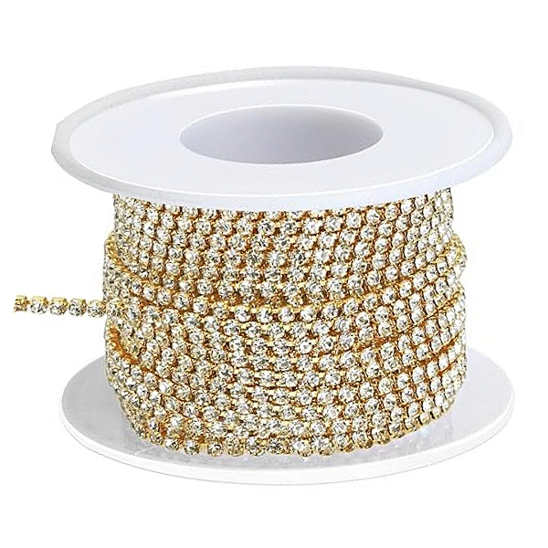 Corrente de Strass  08 Cor-Ouro Rolo Com 10metros