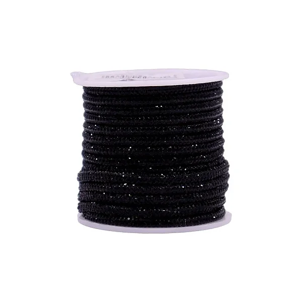 Tubo Strass 03 Cor Preto Rolo Com 10Metros