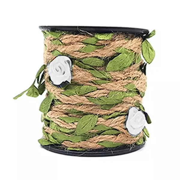 Cordão de Juta com Rococó 7mm Ref- RO.122018 Cor-Branco 10mt