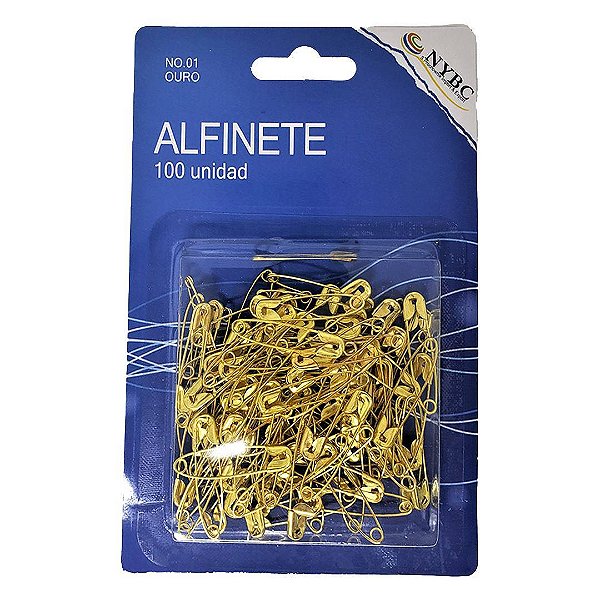 Alfinete de Segurança Com 100unid. Cor-Ouro N°01