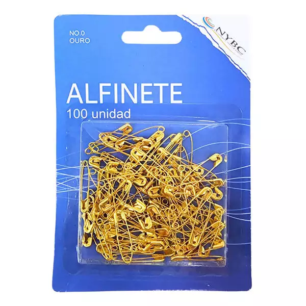 Alfinete de Segurança Com 100unid. Cor-Ouro N°0