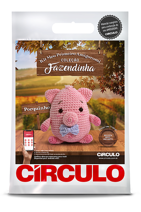 Kit Amigurumi - Coleção Fazendinha: Porquinho cor 4