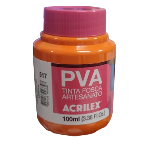 Tinta PVA Fosca Artesanato 100ml Cor-517-Laranja