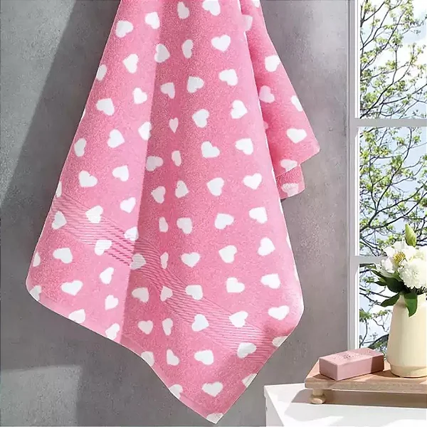 Toalha de Rosto 50cmx80cm Döhler Prisma Love 01  Cor Rosa