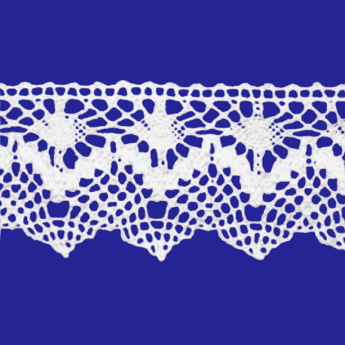 Renda de Algodão 3,8 cm ArtePunto RA008- Cor- 001-Branco  Peça c/ 10 mt
