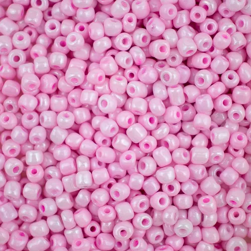 Miçanga Fosca de Vidro Segunda Linha 100g Cor Rosa Bebê