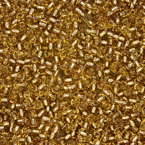 Miçanga Transparente de Vidro Segunda Linha 100g Cor Ouro