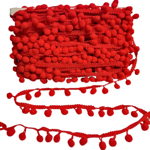 Fita Pompom 30mm - Com 25 Metros -Cor 145-Vermelho