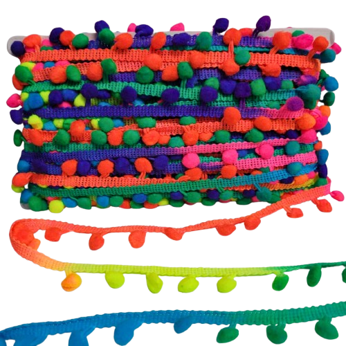 Fita Pompom 20mm - Com 25 Metros -Cor Multicolor 1