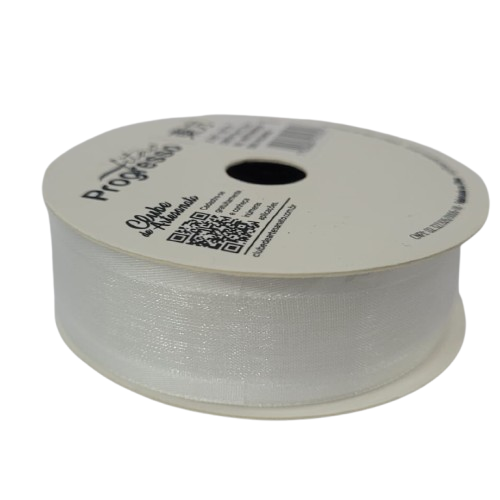 Fita de Voal com Ourela Acetinada  ZC 005 Progresso 22mm Cor -201- Branco