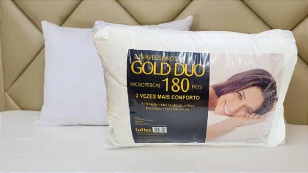 Travesseiro Micropercal 180 Fios Perfil Médio Gold Duo 2 Unidades