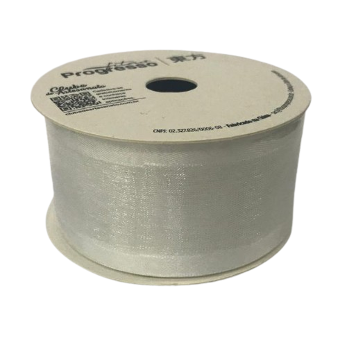 Fita de Voal com Ourela Acetinada ZC 009 Progresso 38mm Cor 201- Branco