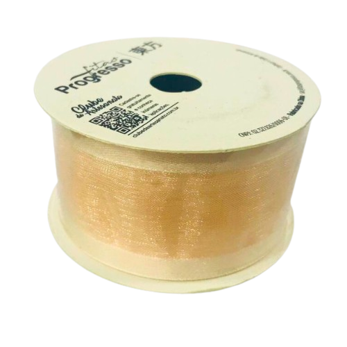 Fita de Voal com Ourela Acetinada  ZC 009 Progresso 38mm Cor -311 -Champagne