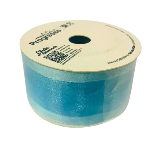 Fita de Voal com Ourela Acetinada  ZC 009 Progresso 38mm Cor -212-Azul Claro