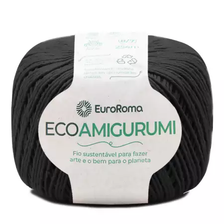 Fio Ecoamigurumi EuroRoma 254mts Cor -250-Preto