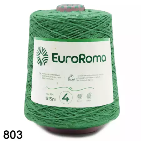 Barbante EuroRoma Cor-803-Verde Bandeira n°4 - 600g