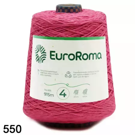 Barbante EuroRoma Cor-550-Pink n°4 - 600g