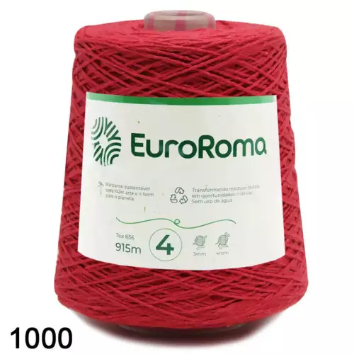 Barbante EuroRoma Cor-1000-Vermelho n°4 - 600g