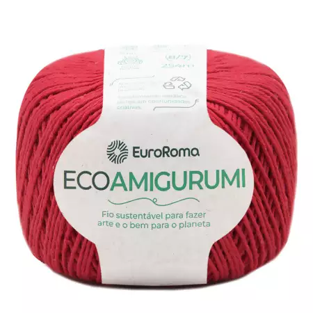 Fio Ecoamigurumi EuroRoma 254mts Cor -1000-Vermelho