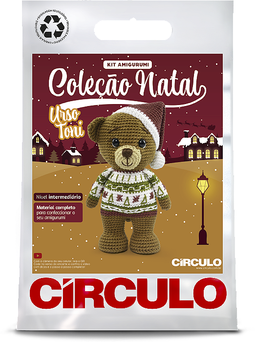 Kit Amigurumi - Coleção Natal - Urso Toni