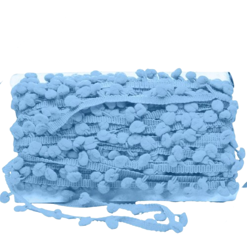 Fita Pompom 20mm - Com 25 Metros -Cor 182-Azul Hortênsia