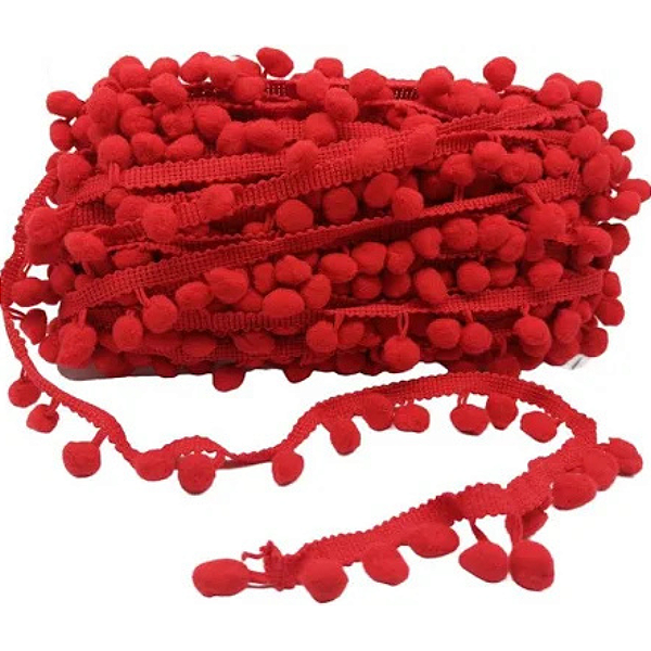 Fita Pompom 20mm - Com 25 Metros -Cor 145 Vermelho