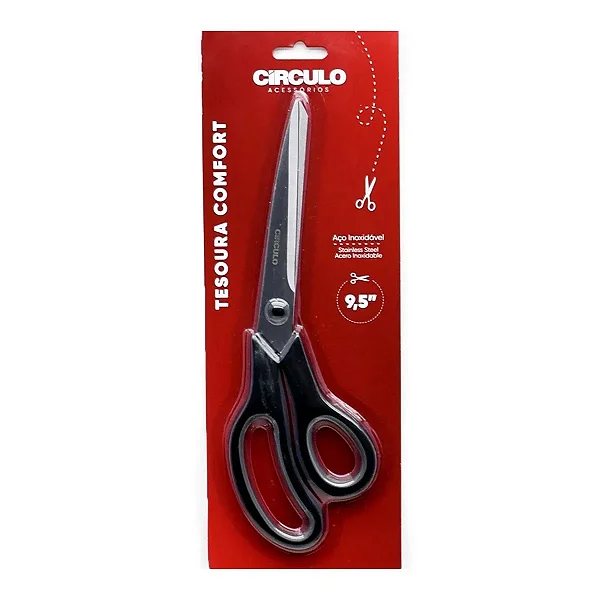 Tesoura Comfort 9,5 Com 24,1 cm Circulo Cor Preto