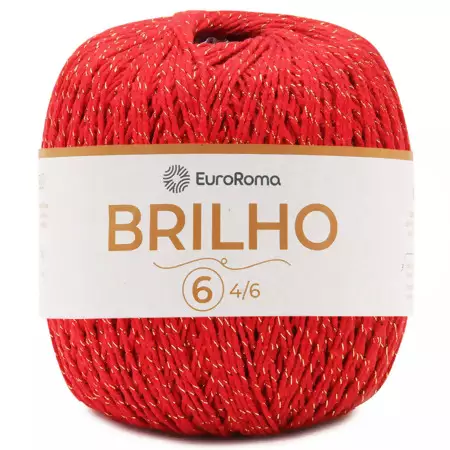 Barbante EuroRoma Brilho Ouro n°6 400g Cor - 1000- Vermelho