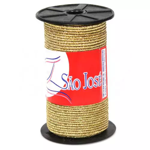Elástico Roliço Metalizado 02R - Peça com 50 metros - São José Cor - 23 Ouro