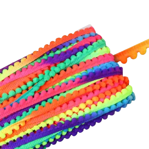 Fita Pompom 10mm - Com 25 Metros -Cor Multicolor
