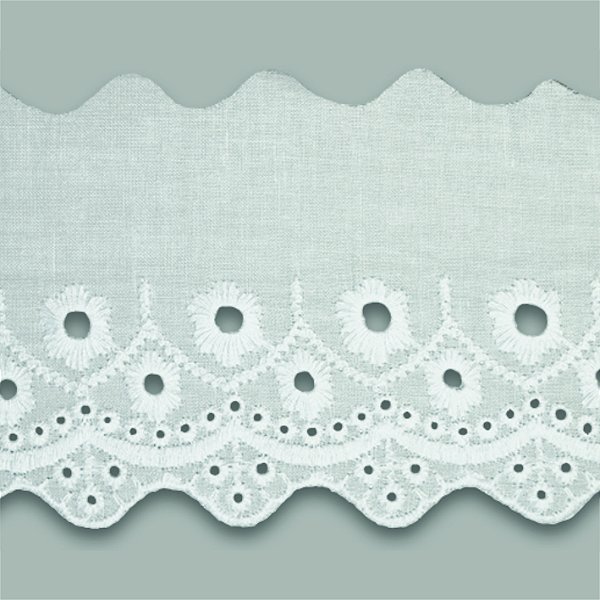 Bordado Ingles Algodao Arte Punto Ref BA010 Cor 001- Branco 13,7m