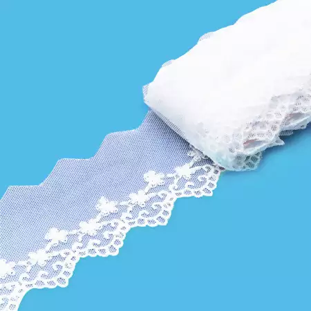 Bordado Inglês Arte Punto Tule BT007 4,5cm 001 -Branco 13,7mts