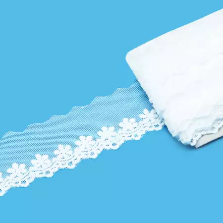 Bordado Inglês Arte Punto Tule BT017 3,0cm 001- Branco 13,7mts