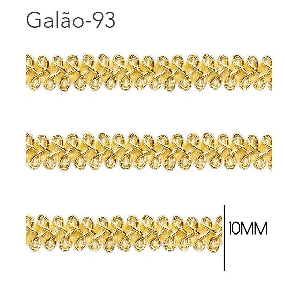 Galão Passamanaria Ref:Galao-93 Cor-Ouro 10mm Com 20mt