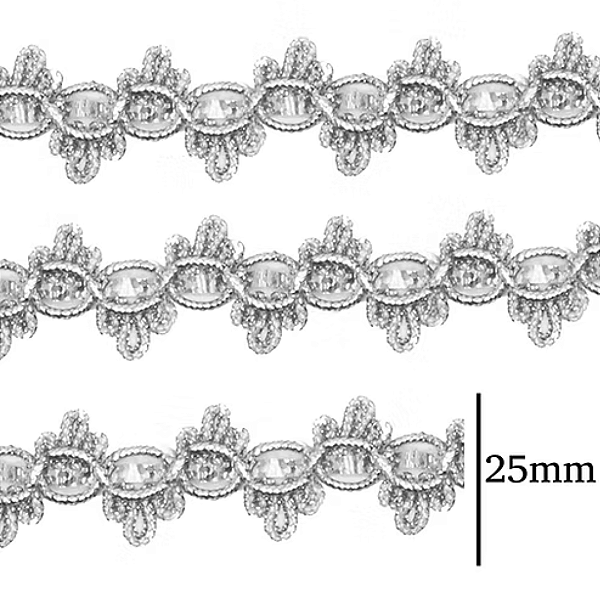 Galão Passamanaria Ref:Galao-62 Cor-Prata 25mm Com 20mt