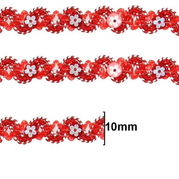 Galão Passamanaria Ref:Galao-54 Cor-145-Vermelho 10mm Com 20mt
