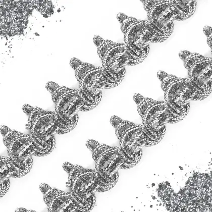 Galão Passamanaria Ref:Galao-100 Cor-Prata 25mm Com 20mt