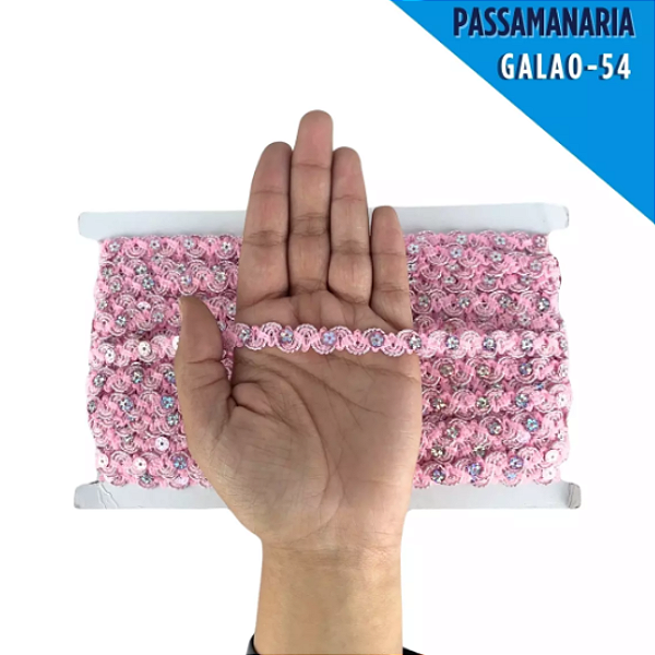 Galão Passamanaria Ref:Galao-54 Cor-133-Rosa Bebê 10mm Com 20mt