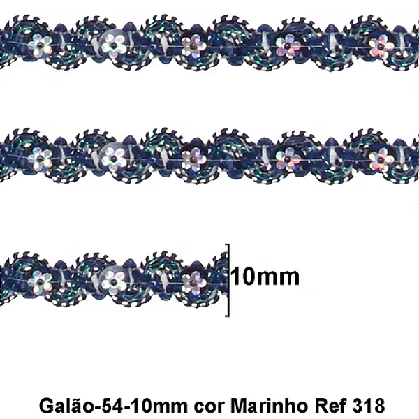 Galão Passamanaria Ref:Galao-54 Cor-318-Marinho 10mm Com 20mt