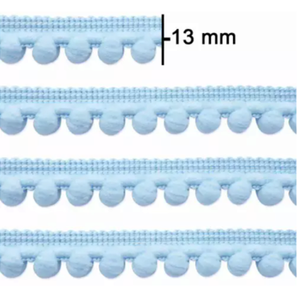 Fita Grelot Pompom São José Ref.7875 13mm Cor 25 Azul Bebê 20m