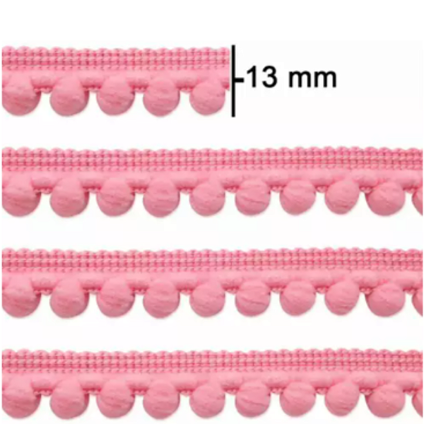Fita Grelot Pompom São José Ref.7875 13mm Cor 13 Rosa Bebê 20m
