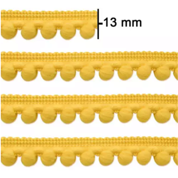 Fita Grelot Pompom São José Ref.7875 13mm Cor 8 Amarelo Ouro 20m
